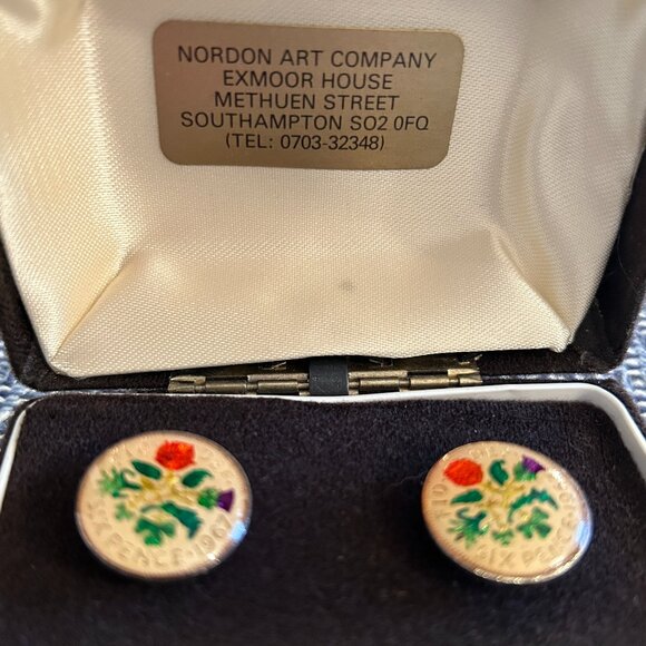 Elizabeth II Six Pence Cufflinks - Picture 1 of 4